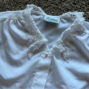 Vintage Lace Collared White Blouse